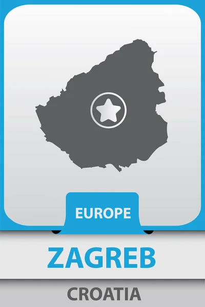 Mapa de la ciudad de Zagreb silueta — Archivo Imágenes Vectoriales