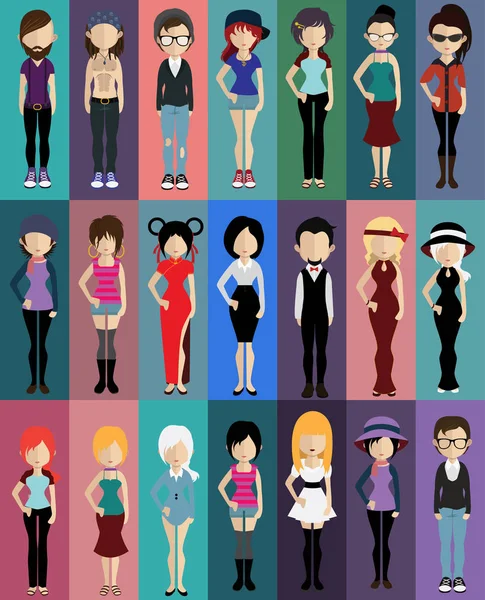 çeşitli insanlar düz simgeler kümesi