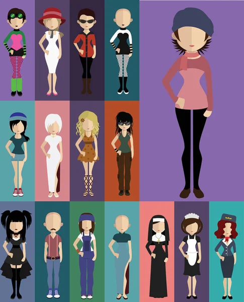 çeşitli insanlar düz simgeler kümesi