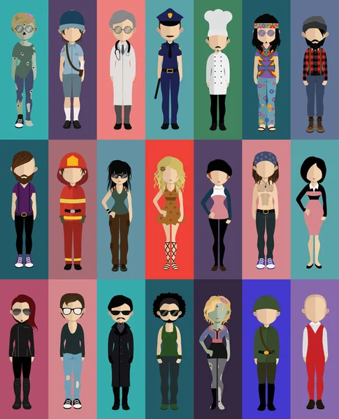 çeşitli insanlar düz simgeler kümesi
