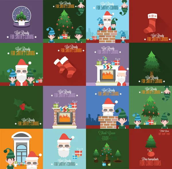 圣诞节节日贺卡设置 — 图库矢量图片