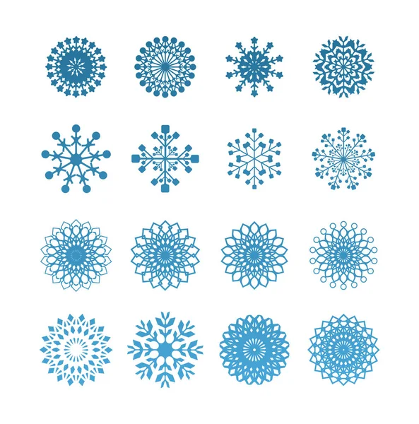 Sada zimní sněhové vločky ikon — Stockový vektor