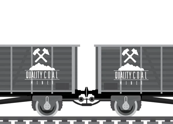 Cargo railway cars with coal — Stock Vector