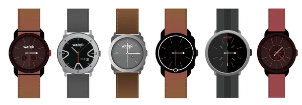 Plantillas de diseño de relojes de pulsera conjunto — Vector de stock