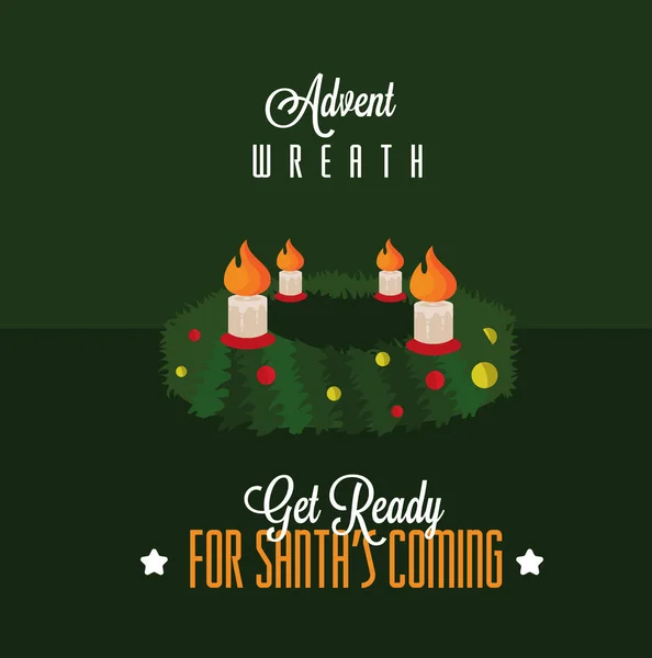 Advent wreath for Christmas design — Stock Vector