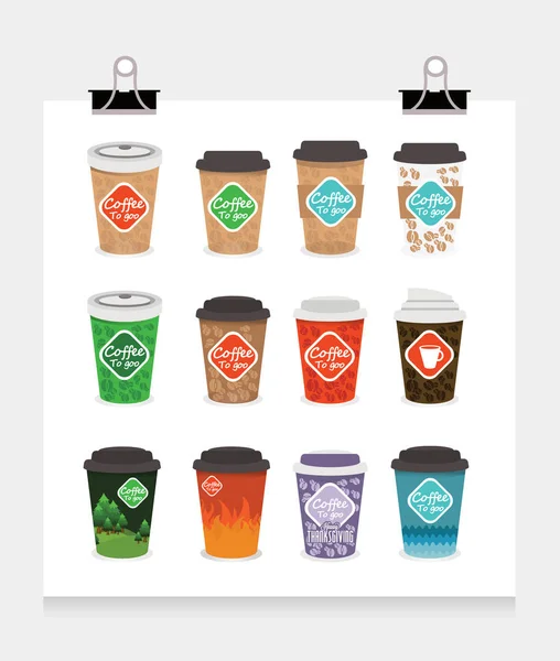 Paper cups coffee — Stock Vector