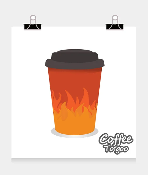 Бумажный кофе с пламенем — стоковый вектор