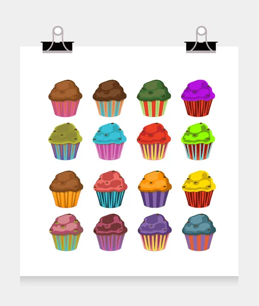 Délicieux muffins icônes — Image vectorielle