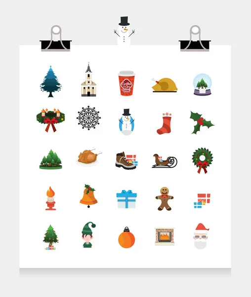 Conjunto de iconos navideños — Vector de stock