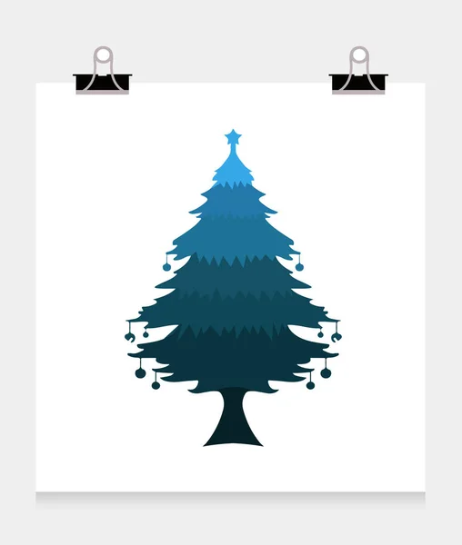 Pine tree on white sheet — Stock Vector