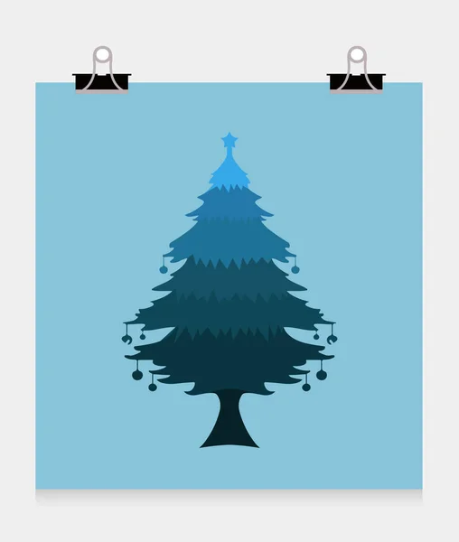 Pine tree on blue sheet — Stock Vector