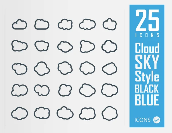 Zestaw ikon konspektem chmury — Wektor stockowy