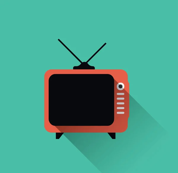 Piso retro TV icono — Vector de stock