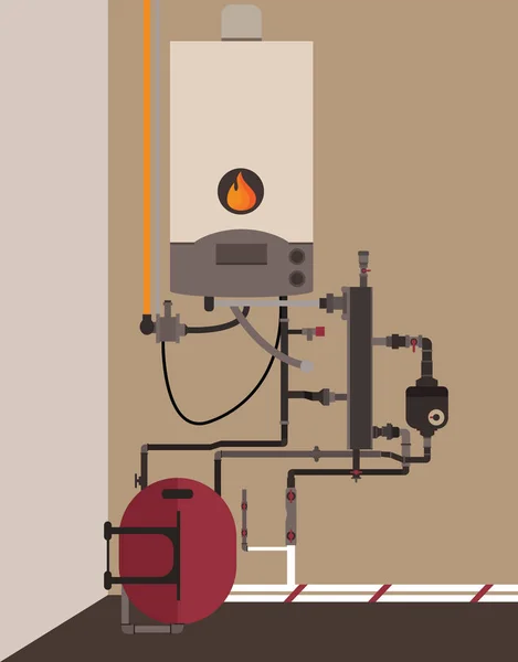 Gas boiler in huisje — Stockvector