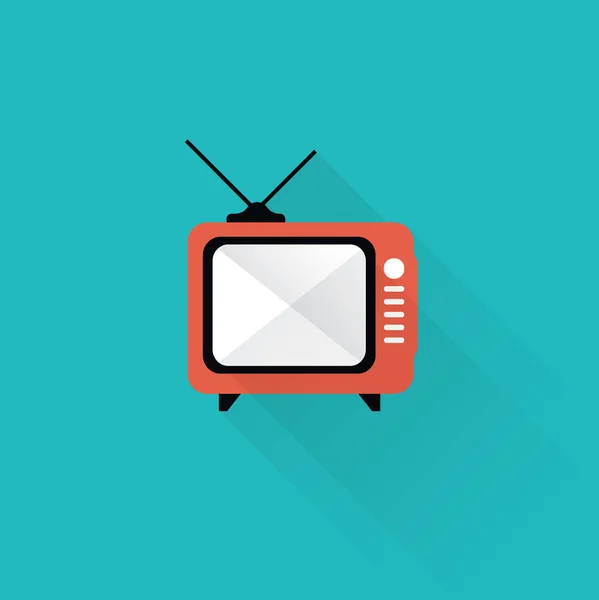 Plat retro Tv-pictogram — Stockvector