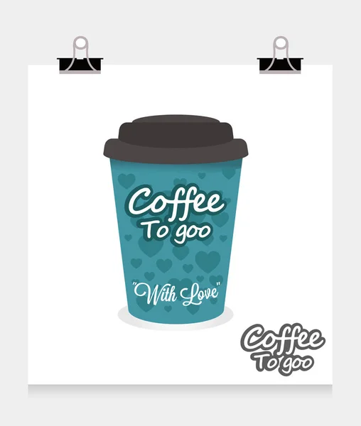 Tasse en papier café avec des cœurs — Image vectorielle