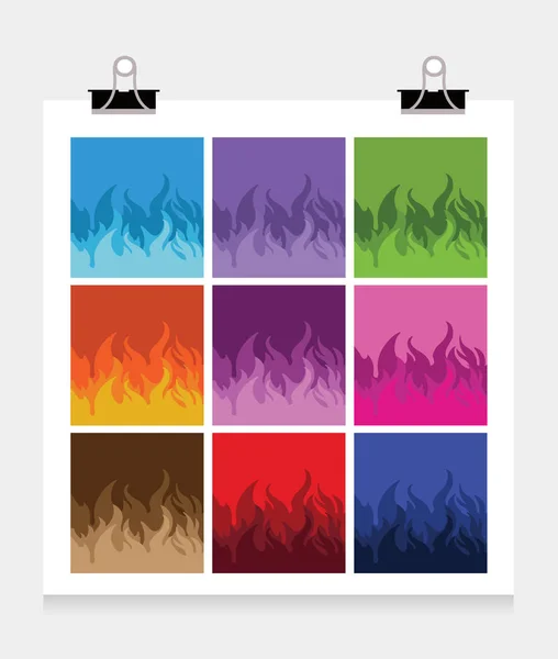 Conjunto de llamas de fuego de colores — Vector de stock