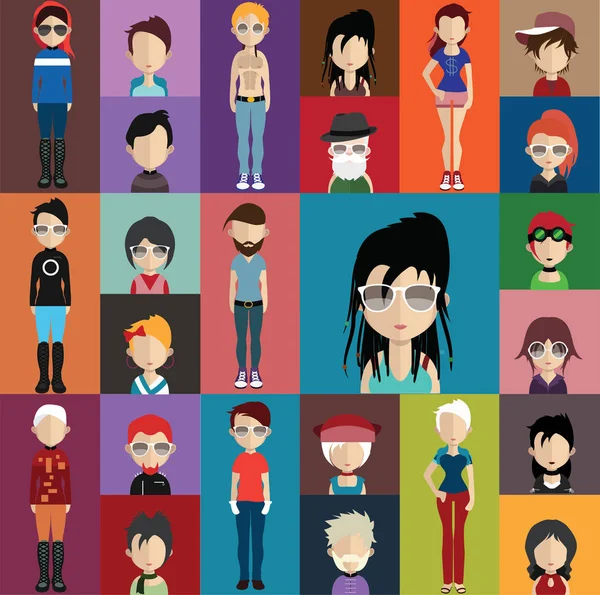 Různé mužské a ženské avatary — Stockový vektor