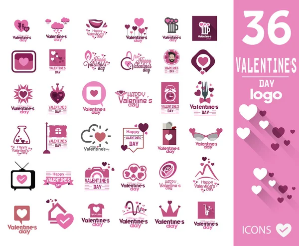 Set of valentines day logo — Stock Vector