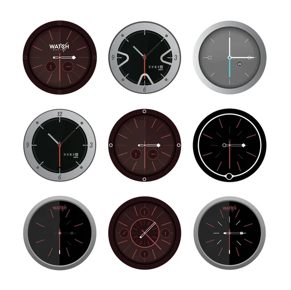 Conjunto de relógios em branco — Vetor de Stock