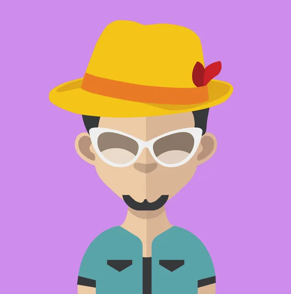 Мужчина аватар в шляпе и солнцезащитных очках — стоковый вектор