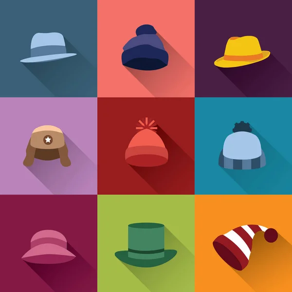 Conjunto de chapéus diferentes — Vetor de Stock