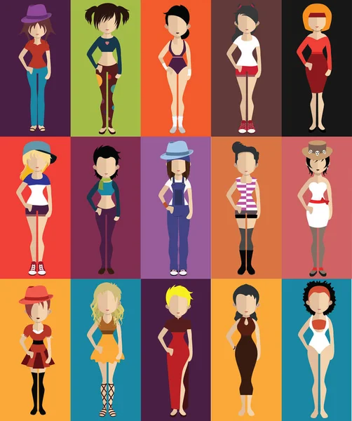 Different female characters — Stock Vector
