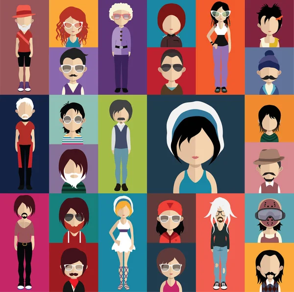 Různé mužské a ženské avatary — Stockový vektor