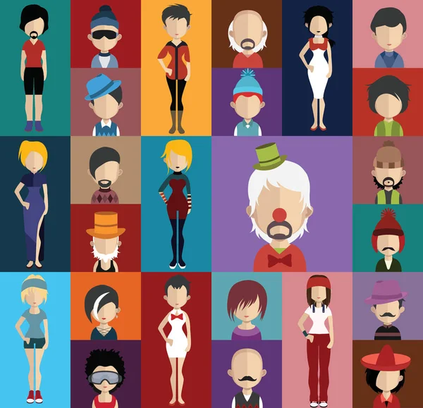 Verschillende vrouwelijke en mannelijke avatars — Stockvector