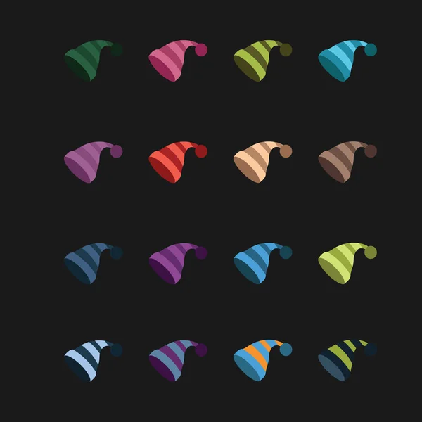 Ensemble de chapeaux colorés différents — Image vectorielle