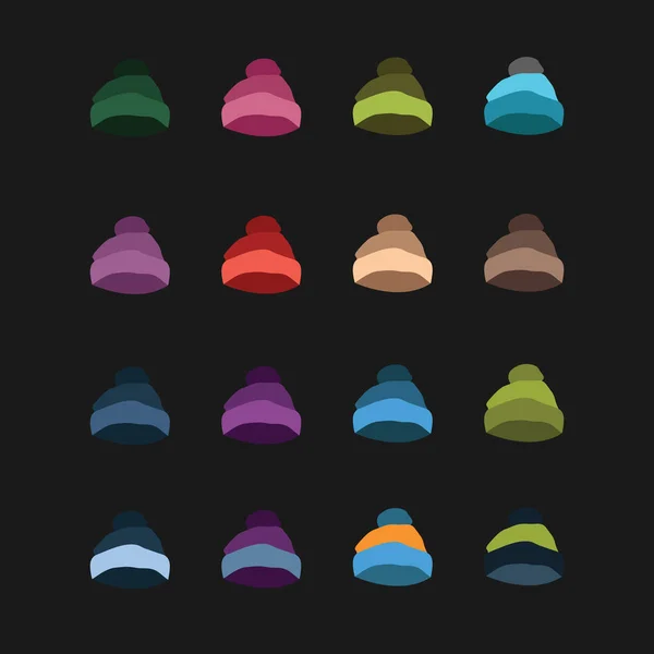 Farklı renkli şapka kümesi — Stok Vektör