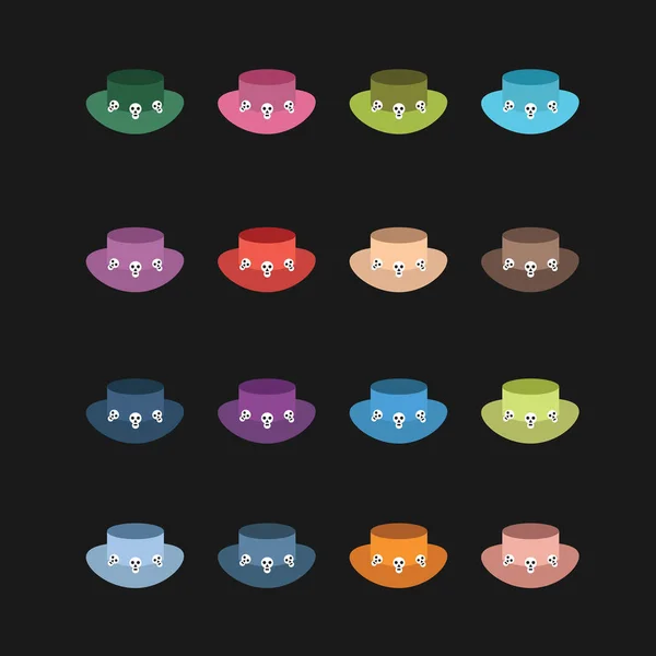 Set di diversi cappelli colorati — Vettoriale Stock