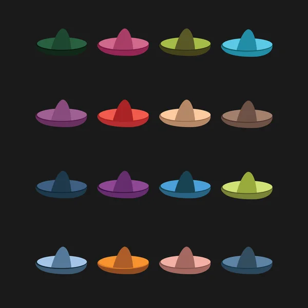 Ensemble de chapeaux colorés différents — Image vectorielle