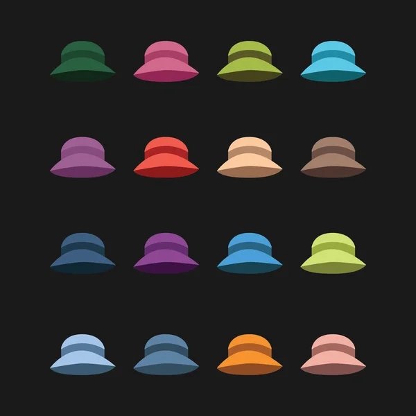 Ensemble de chapeaux colorés différents — Image vectorielle