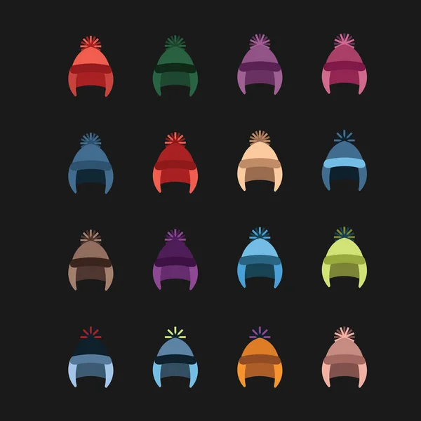 Σετ διάφορα πολύχρωμα καπέλα — Διανυσματικό Αρχείο