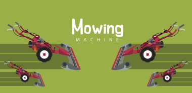 mowing machines on green grass clipart