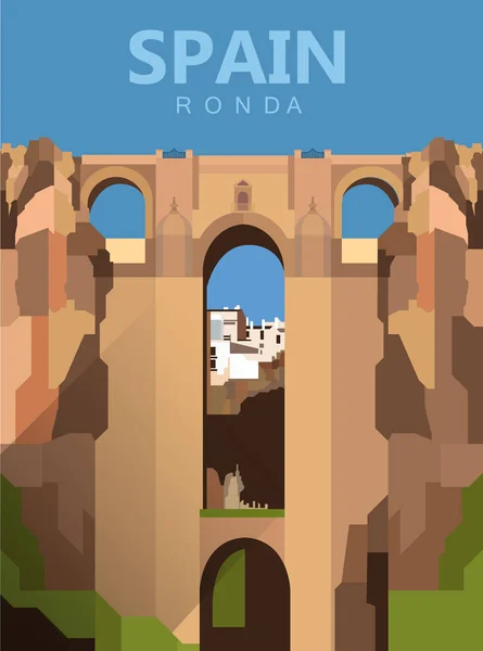 Plochý kreslený Ronda město — Stockový vektor