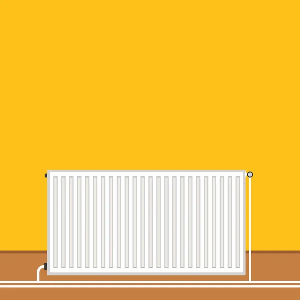 White heater near yellow wall — Stock Vector