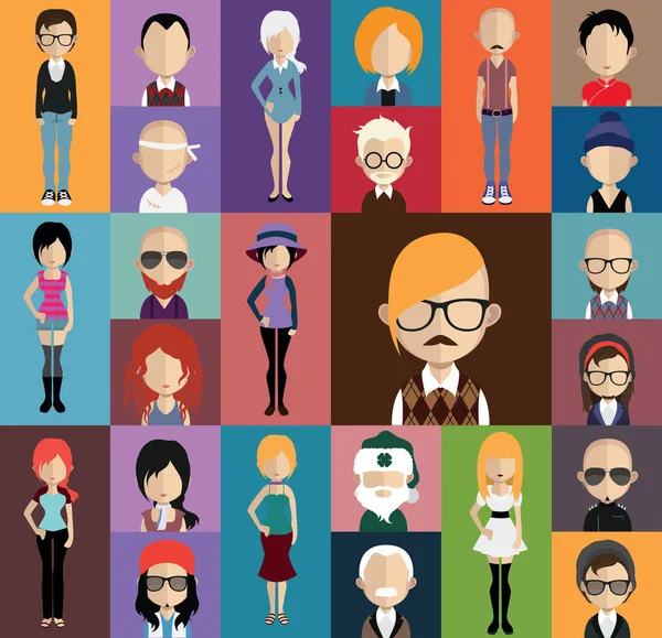 Set di avatar diversi — Vettoriale Stock