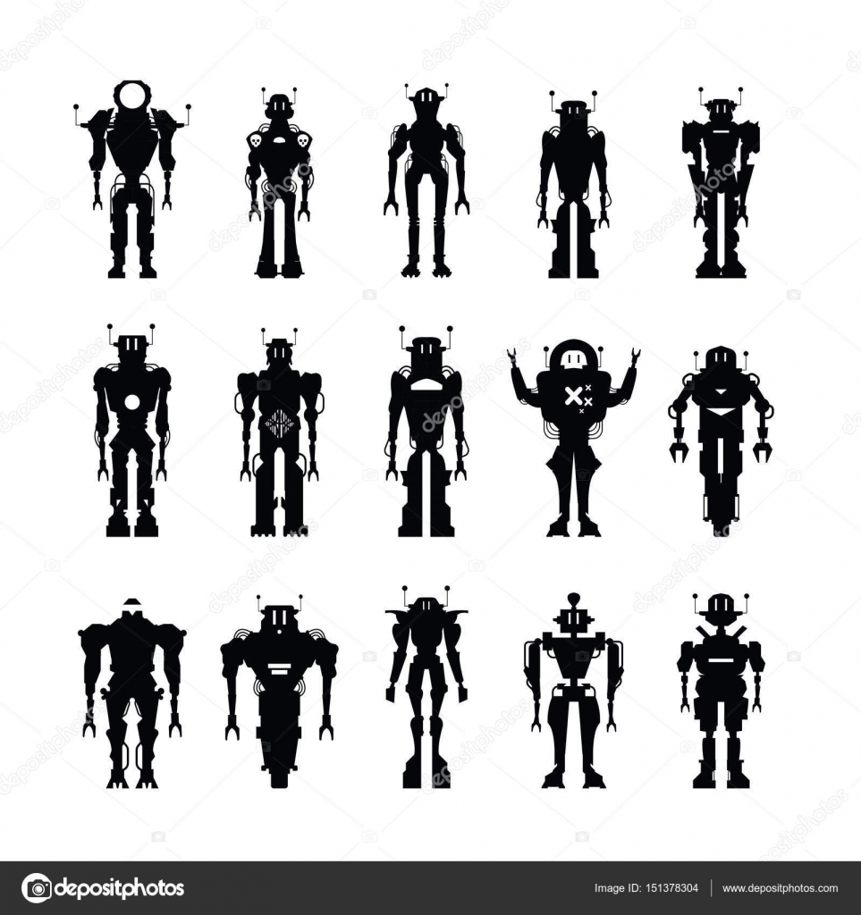 ロボット シルエットのセット ストックベクター C Sky Designs