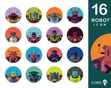 robot siluetleri kümesi