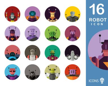robot siluetleri kümesi