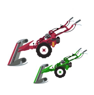 mowing machines on white clipart