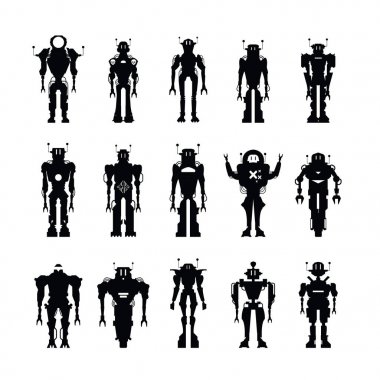 robot siluetleri kümesi