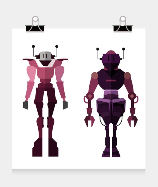 Robot karakterek teljes szervekkel — Stock Vector