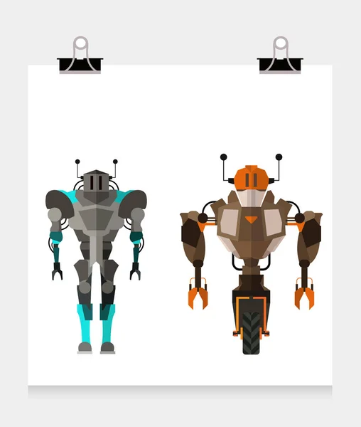 Personajes robot con cuerpos completos — Vector de stock