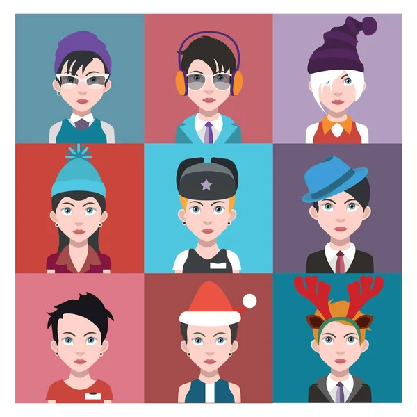 Set of different user avatars — Stock Vector