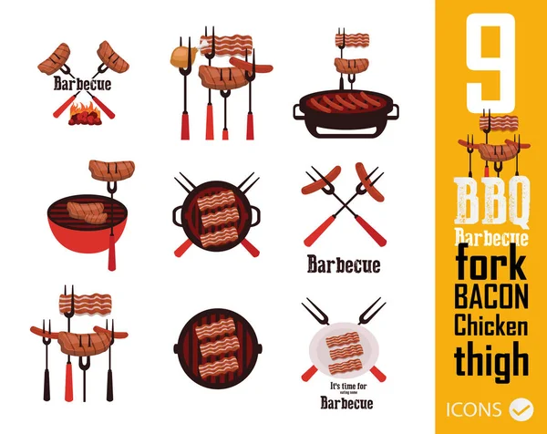 Set van iconen van de barbecue — Stockvector