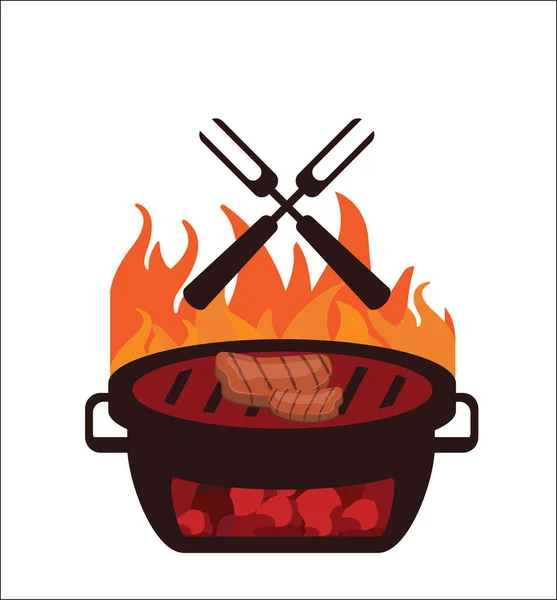 Barbecue Barbecue Biglietto d'invito alla festa — Vettoriale Stock