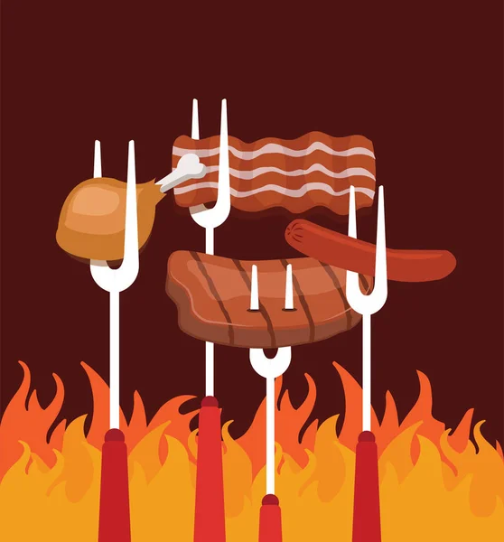 Barbecue Barbecue Biglietto d'invito alla festa — Vettoriale Stock